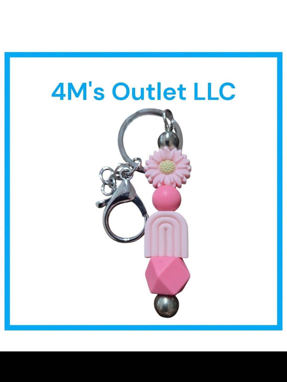 Pink Daisy Bead Keychain